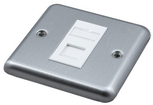 FACE PLATE METAL 1 PORT CAT 6 PRE-LOADED 86x86mm