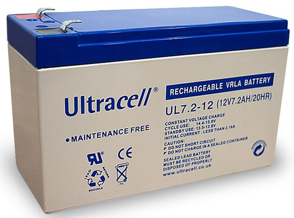 BATTERY LEAD ACID 12V 7.2A ULTRACELL L151xW65xH99m